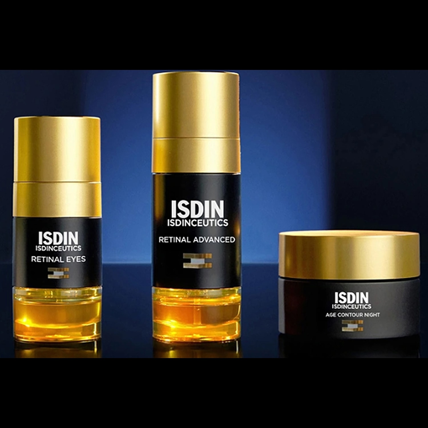 ISDIN skincare products in stylish packaging.