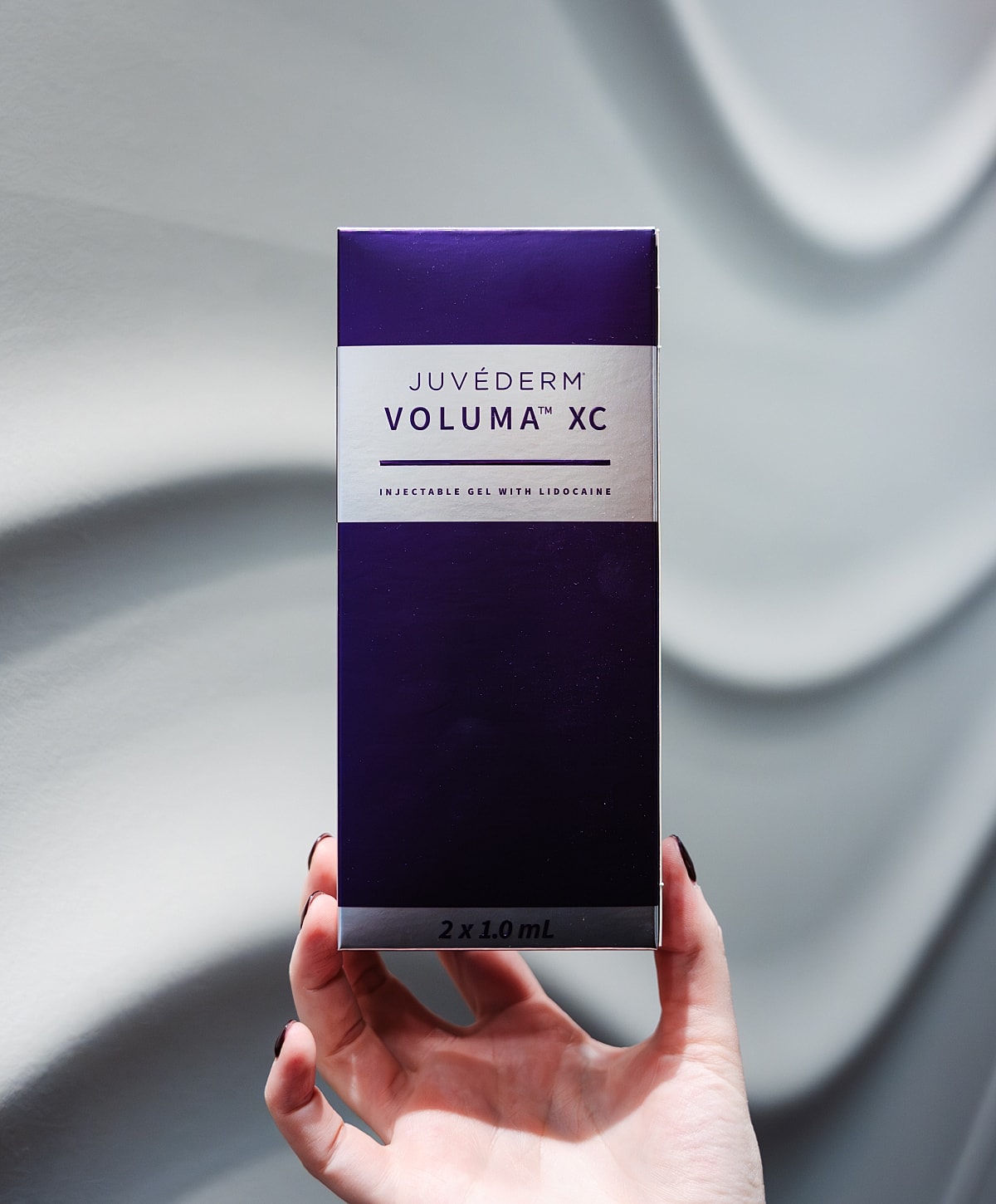 Juvéderm Voluma XC injectable gel packaging.