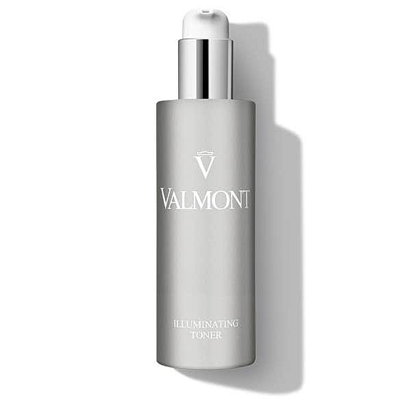 Valmont illuminating toner in sleek silver bottle