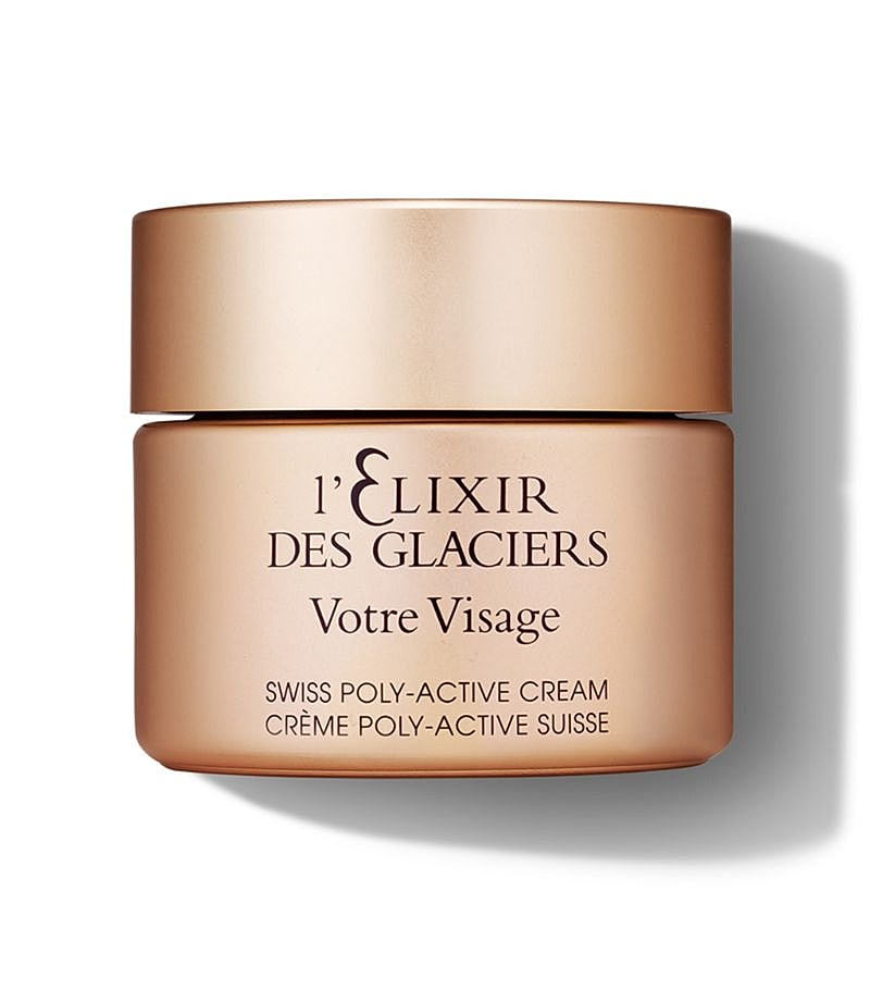 Luxury Swiss face cream in elegant packaging.