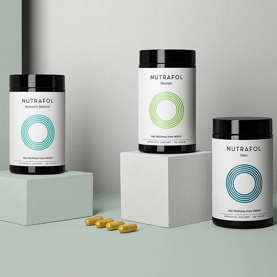 Nutrafol hair wellness supplements for men and women.