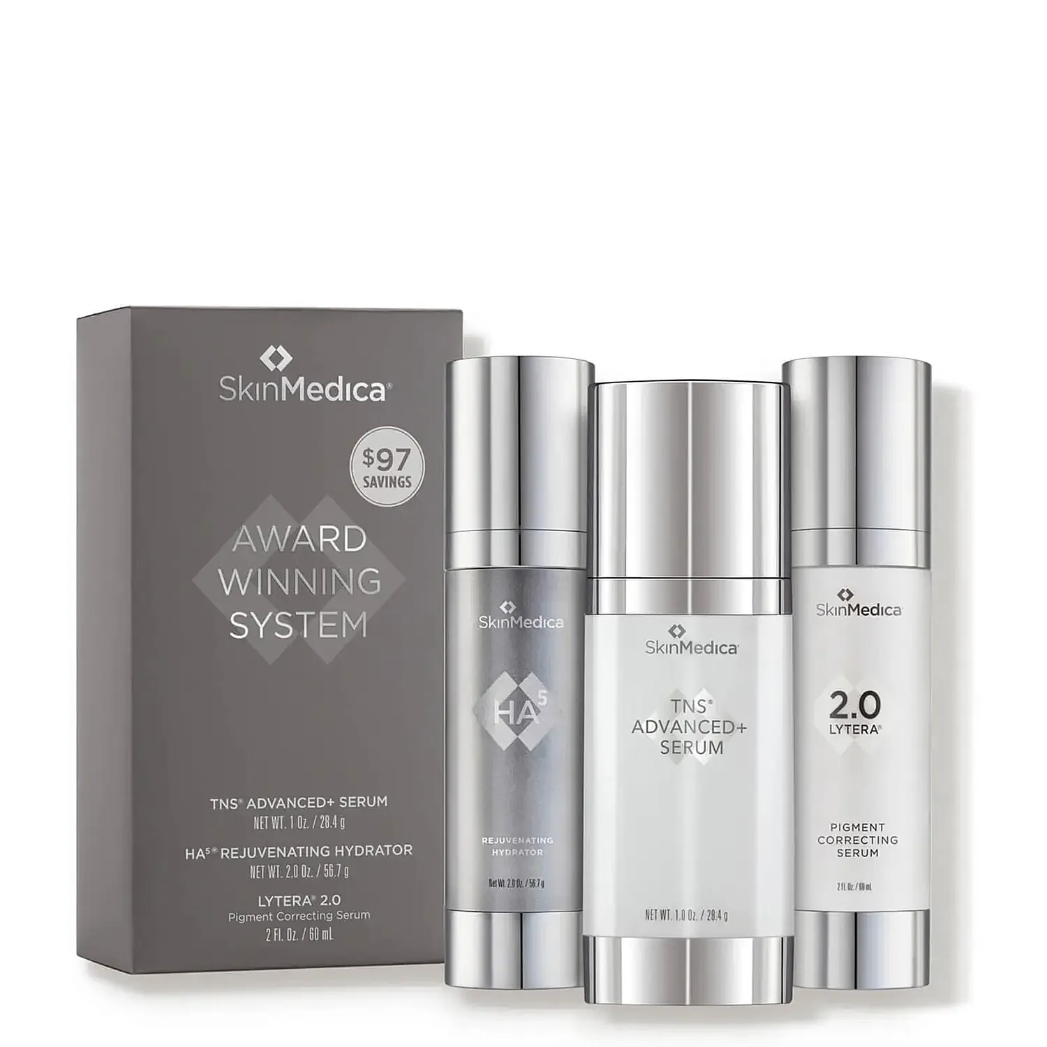 SkinMedica award-winning skincare product trio.