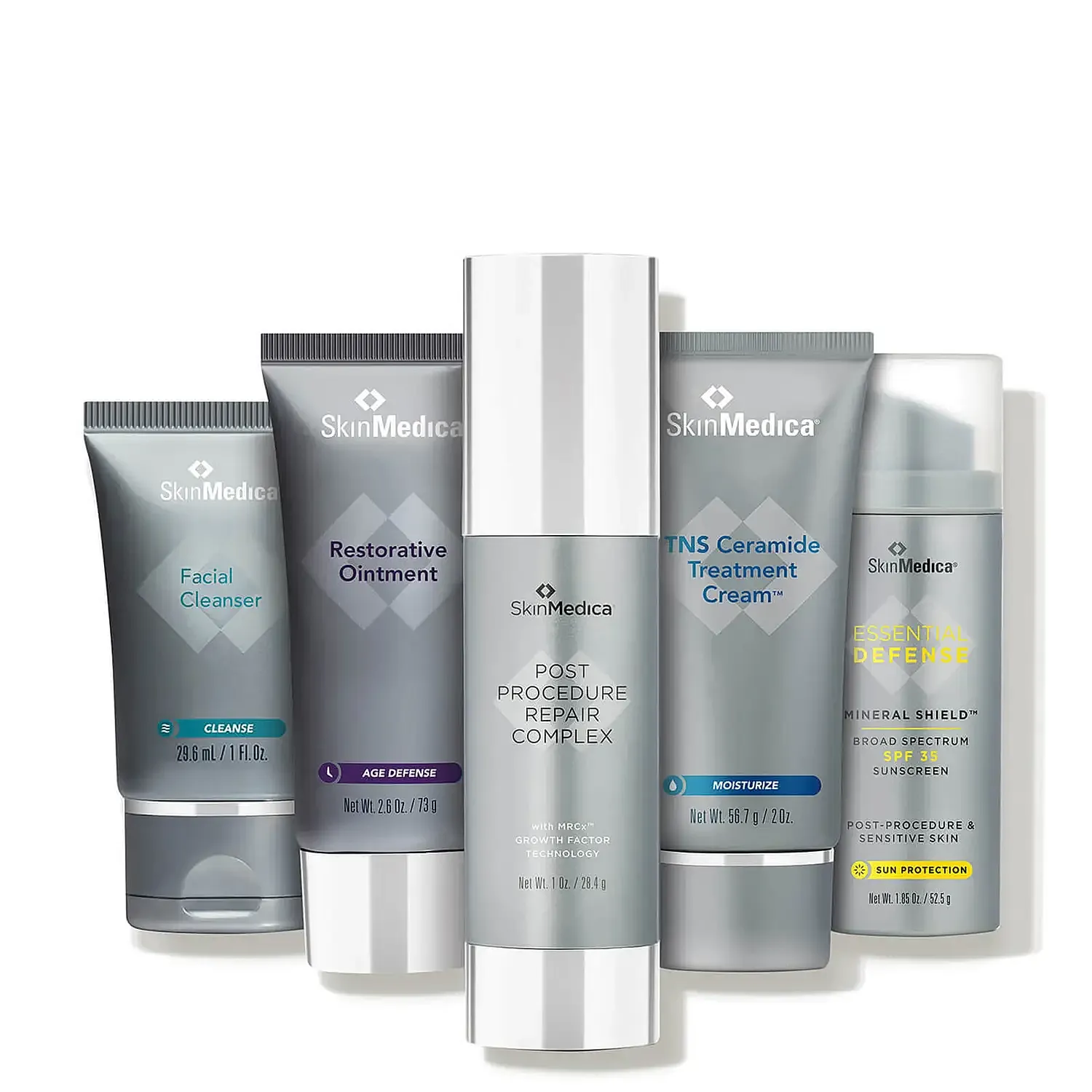 SkinMedica skincare product lineup for post-procedure care.