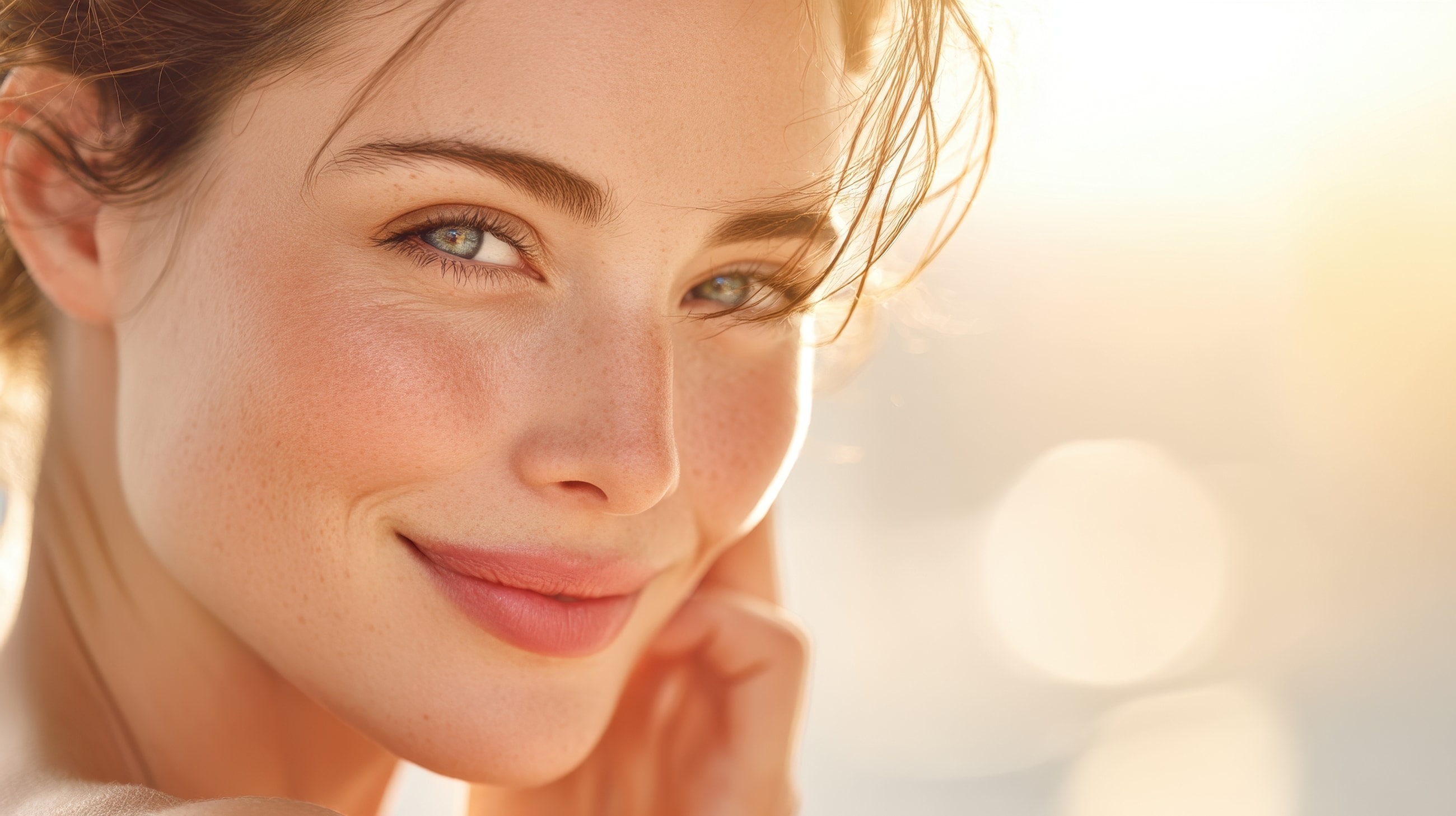 Smiling Scottsdale Champagne Facial model with natural beauty and soft lighting.