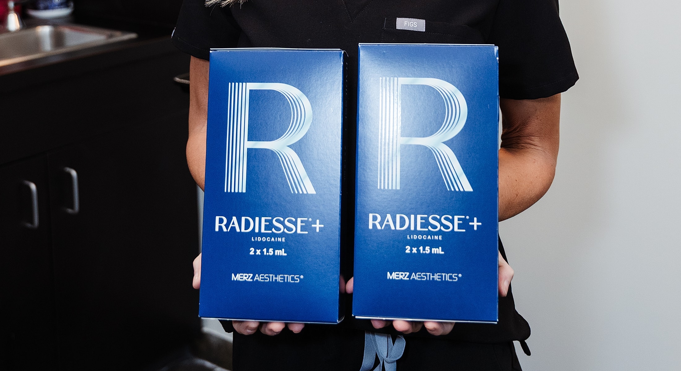 Boxes of Radiesse+ for aesthetics treatments.